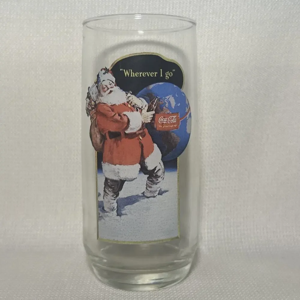 Set of 4 Christmas Coca Cola Haddon Sundblom Santa Clause Glasses Series 1 & 2